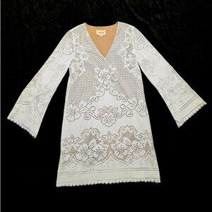 Figue Ivory Lace Crochet Tunic Dress Women's Size 10 Gypsy Boho Wedding Bride